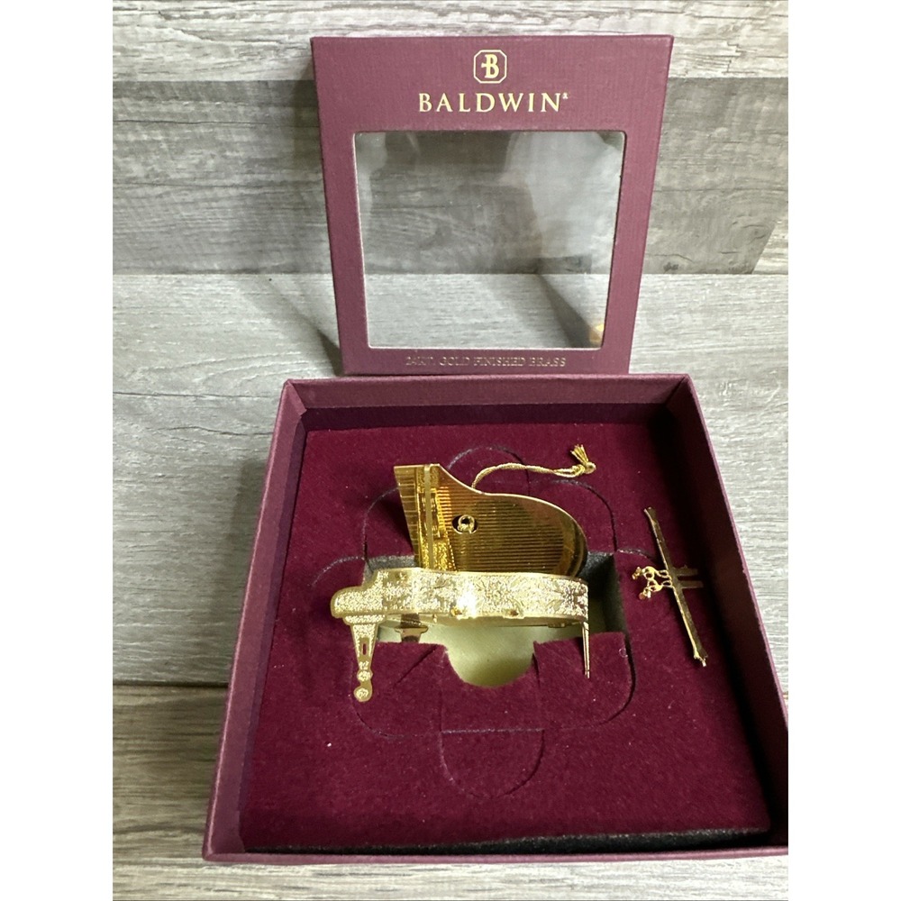 Baldwin‎ Brass Gold Classical Grand Piano Christmas Ornament 1999 & Original Box